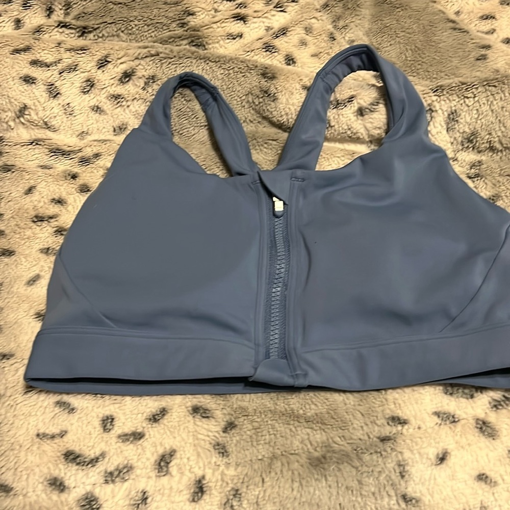 Women’s Athleta Advance Zip Front Steel Blue Racer back